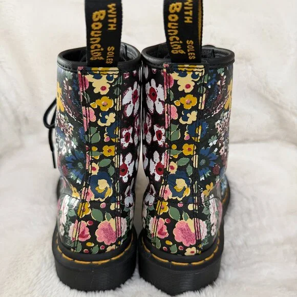 Dr. Martens 1460 Pascal Floral Lace‑Up Boots Women's Black Floral Leather Size:6 - Picture 7 of 14